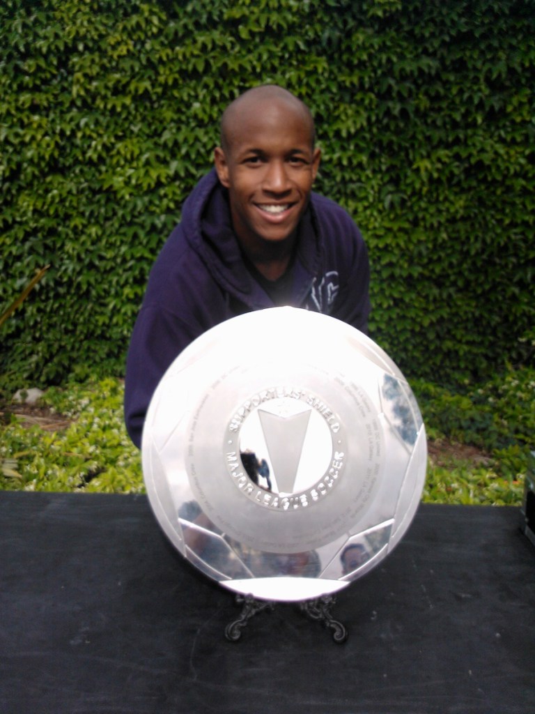 Here I am behind the actual MLS Supporters Shield.