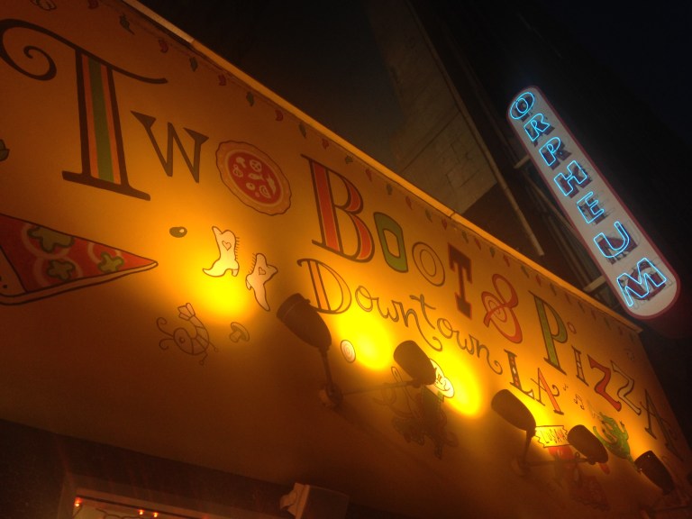 It's not Brooklyn, but having pizza by the slice in Downtown Los Angeles at night felt like at times. Maybe it's a movie set?